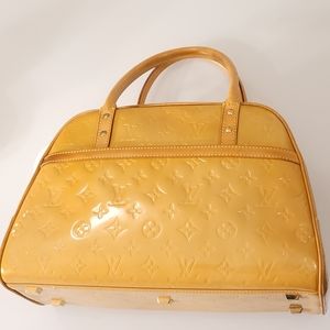 Louis Vuitton Monogram Vernis Yellow Bowling Style Handbag See Pics